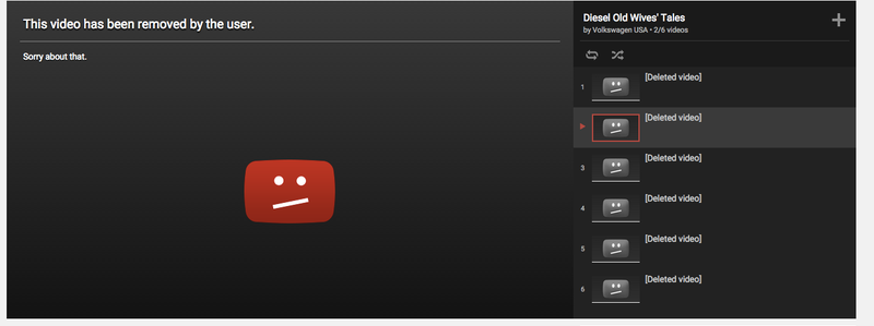 Illustration for article titled Why Did Volkswagen Delete All Of Its Diesel Ads From YouTube?